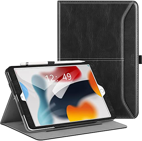 Ztotop Case for iPad 9th / 8th / 7th Generation (2021/2020/2019) 10.2 Inch | PU Leather, Auto Wake/Sleep, Pencil Holder & Card Pocket, Multi-Angle, Fit iPad 9th / 8th / 7th Generation Cover, Black