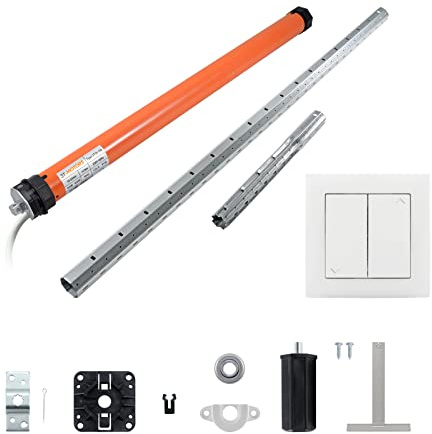 3T-MOTORS Rollladenmotor Komplettset mit Wippschalter, SW40 Welle 1,40 m, 3T35-10B (Zugkraft 10 Nm/25 kg) mit elektronischen Endschaltern, einfache Montage mit Zubehör, Rollladenantrieb