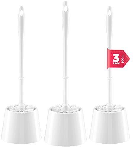 JIGA Toilet Bowl Brush and Holder, White, 3 Pack