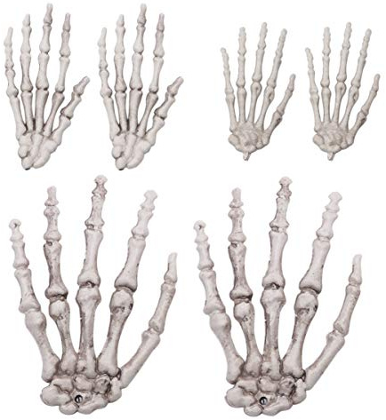 BESPORTBLE Halloween Deko Skelett Hände – Gruselige Kunststoff Hände Für Halloween Party Spukhaus Und Gartenfiguren 3 Paare