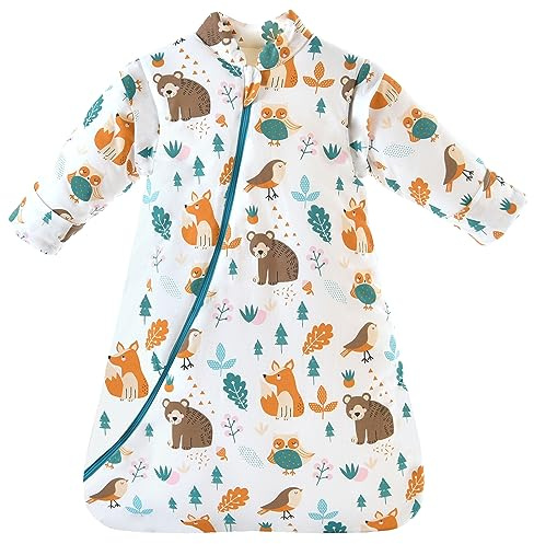Chilsuessy Ganzjahres Baby Schlafsack, Abnehmbare Ärmel, 2,5 TOG Baby Winter Schlafsäcke für Neugeborene, Ganzjahresschlafsack für kleinkinder, Bär/2.5 Tog, S/Baby Höhe 65-75cm
