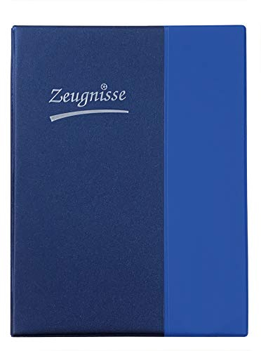 Idena 20105 - Zeugnismappe Ringbuch, DIN A4, 10 Hüllen, glasklar, blau, mit 4 Ring-Mechanik, 1 Stück