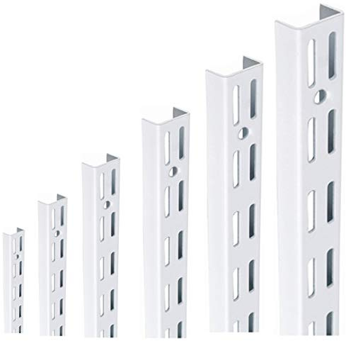 MSF Twin Slot Shelving WHITE Uprights and Brackets Adjustable Strong Rack Wall Shelf Pack OF (1, 2, 10) (2, UPRIGHT 1600MM OR 160CM)
