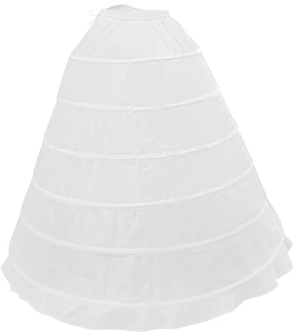 PRETYZOOM Jupon Cerceau 6 Cerceaux, Crinoline Bouffante en Tulle Blanc pour Robe de Mariée Princesse, Volume & Maintien Optimal, pour Cérémonie de Mariage, pour Femme