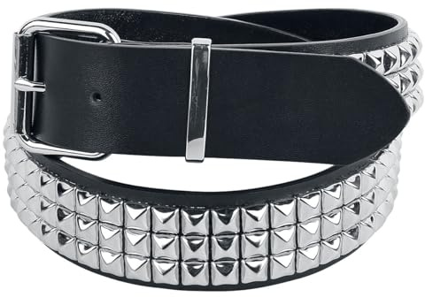 Black Premium by EMP Unisex Schwarzer dreireihiger Nietengürtel 95 cm