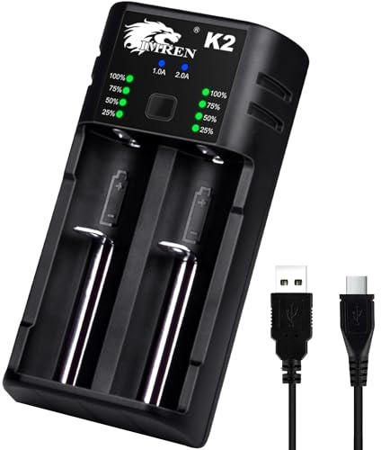 IMREN 26650 10400 Cargador de Batería, Universal Cargador para Recargables Pilas 18650 10440 14500 14650 18500 18350 18700 26650 y 1.2V Ni-MH/Ni-CD AA AAA C (con USB-C)