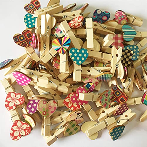 Coloured Wooden Clip, 50 PCS Mini Clothes Pegs Colorful Wooden Clips Wooden Photo Clips for Art Craft DIY Party Wedding Decoration 7 * 35mm