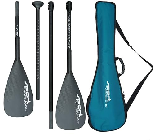 Sport Vibrations® 4 TLG. 100% FullCarbon SUP Paddel inkl. 2.Paddelblatt mit Kajakfunktion- 8'5x19' Antitwist-Handle - inkl. Quality Paddeltasche