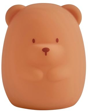 Nattou LED-Nachtlicht Bär aus Silikon, 2 Helligkeits-Stufen, BPA-frei, 12 cm, Vegan, Silicon, Braun