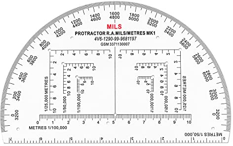 CYA Military Map Protractor for Land Navigation, Military Style UTM/MGRS Coordinate Scale, 6 RA