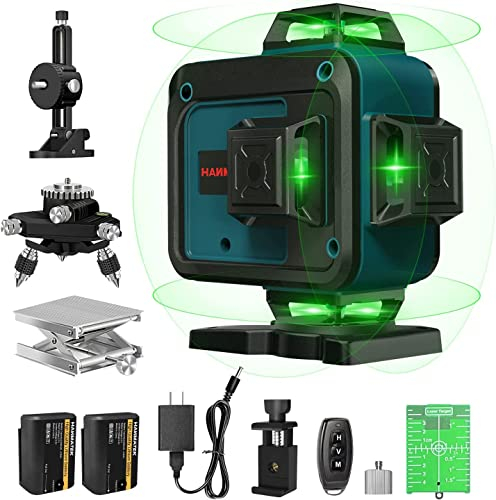 40M Selbstnivellierendes Lasermiveau, 4 x 360° Grüne Kreuzlaserlinie, Linienlaser-Nivelliergerät im Pulsmodus, Horizontale und Vertikale Selbstnivellierende 16 Linien mit 2 Batterien Fernbedienung