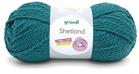 Gründl Wolle Shetland - Winterwolle - 1 Knäuel 100 g, petrol | Dicke Wolle zum Häkeln und Stricken Weich und wärmend - 80 % Polyacryl, 20 % Wolle - 100 g / 170 m - Nadelstärke 7-8