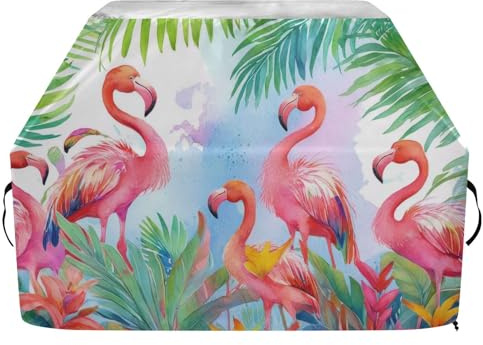 Kigai Bunte Flamingo-Grillabdeckung, wasserdicht, Anti-UV-Gasgrill-Abdeckung, wetterbeständig und langlebig (165,1 cm L x 63,5 cm B x 114,4 cm), robuste Grillabdeckung (bunter Flamingo)