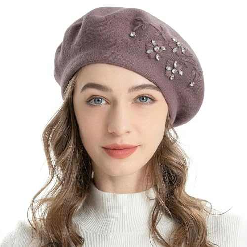ZLYC Baskenmütze für Damen, französisch, wendbar, Kaschmir, Baskenmütze