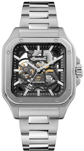 Ingersoll The Ollie Herren-Automatikuhr, 42 mm, mit skelettiertem Zifferblatt und Edelstahlarmband