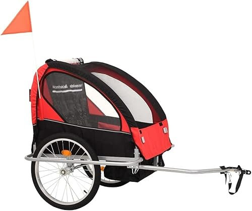 fahrrad anhänger Zusammenklappbarer Kleinkind-Fahrradanhänger, Sicherer, Praktischer, Wasserabweisender Kleinkind-Anhänger Mit Reflektoren, Anhängerkupplung, Rote Flagge, For Reisen For 1 Oder 2 Kinde