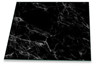 Funkenschutzplatte Glas Kaminofen Marmor Schwarz 60 cm Kamin Platte Bodenplatte Glasplatte für Grill Unterlegplatte Glas für Feuerstelle