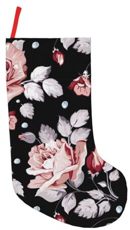 ROOZEE Weihnachtsstrümpfe, Blumenmotiv, 45,7 cm, Rosa