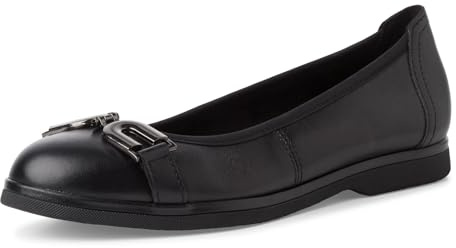 MARCO TOZZI Damen Ballerinas aus Leder Elegant, Schwarz (Black), 38 EU
