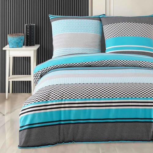 Buymax® Biber Bettwäsche 135x200 cm Flauschige Winterbettwäsche 2 Teilig 100% Baumwolle mit Reißverschluss Flanell Bettwäsche-Set mit Kissenbezug 80x80cm