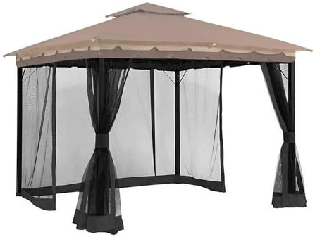 Hisecome Pavillon, universelles Ersatz-Moskitonetz, 3 m x 3,6 m, schwarz, 4 Paneele, Seitenwandvorhang, mit Reißverschlüssen, Moskitonetz (nur )