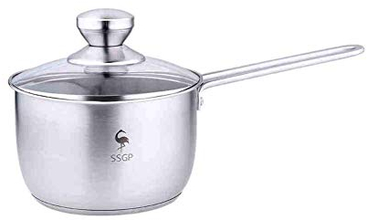 ANSNOW Cacerola de Inducción Cacerola de Leche Profunda Multicocción de Acero Inoxidable con Vaporera, Cacerola Ecológica sin Revestimiento con Tapa de Vidrio Templado para Inducción/Gas, 16 cm (6,2