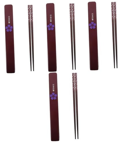 PRETYZOOM 4ensembles Baguettes Chinoises Traditionnelles Avec Boîte Réutilisable De Baguettes Rouges Cerisiers Pour Dîner Et