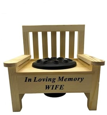 Wife Wooden Memorial Bench with Flower Insert Pot Graveside Crematorium Plaque Garden
