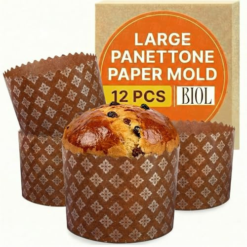 12 oz Easter Bread Paper Molds for Baking 12 Pack - Panettone Paper Mold Silver Design - Kulich Paska Mold Panettone Molds
