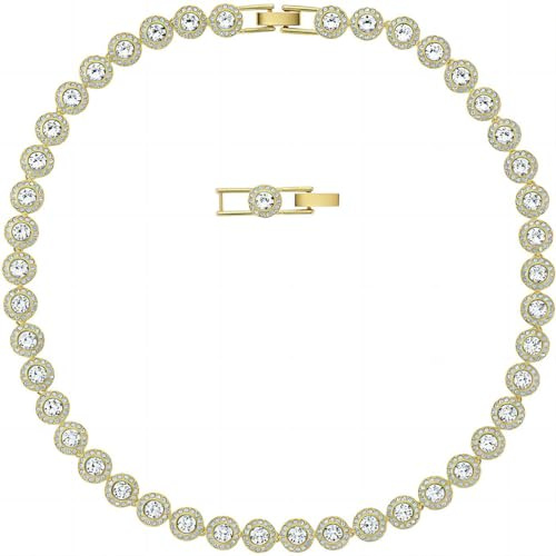 Collana Angelica in Oro Giallo 18K - Around Crystal Necklace 38-40.5cm, Gioiello Brillante per Matrimonio Fidanzamento, Catena con Cristalli Regolabile