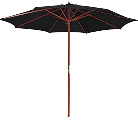 JHQHSM Ombrellone con Palo in Legno, Ombrellone Decentrato Ombrelloni da esterno Ombrellone da spiaggia Ombrellone da giardino Adatto per Spiaggia di sabbia Piscina Bar Giardino 300x258 cm Nero