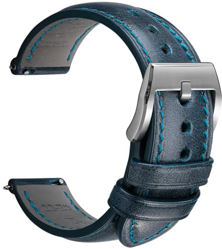 REZERO Bracelets en Cuir de Toscane pour Montres, Cordon Artisanaux à Détache Rapide, Sangle de Montre en Cuir Pleine Fleur Tanné Végétal, Remplacement pour Homme 19mm 20mm 21mm 22mm 24mm