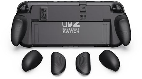 Savage Raven by Skull & Co. NeoGrip for Nintendo Switch 2: An Ergonomic Grip Hard Shell Handheld Case with Replaceable Grips [to fit All Hands Sizes] [No Carrying Case]- Black