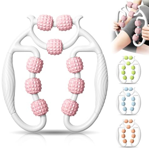Yuragim Massage-Roller, Massageroller, Massageroller Beine, Beinmassagegerät Cellulite Deep Tissue Massage Arm, Massagerolle Mit Griff Bein, Massagerolle (Rosa)