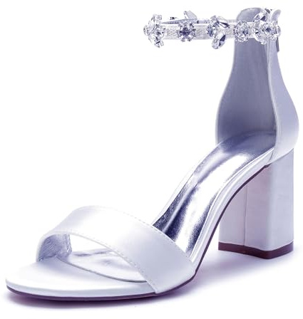 Miyoopark Dam eleganta kvällsskor med strass, brudskor, balsandaler, M668 vit, 36 EU