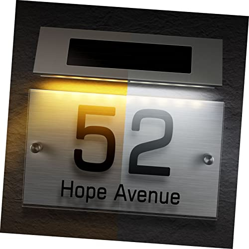 HONITANO Lámpara Solar para Número de Casa con LED Bicolor Placa Acrílica Personalizable para Exterior Luz para Jardín Patio Porche y Fácil Instalación y Uso Nocturno