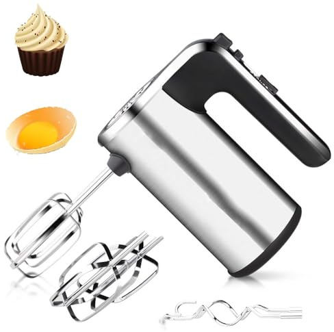 Frullatore elettrico a mano, frullino e sbattitore manuale a 5 velocità da 650 W, frullatore da cucina portatile per torte, biscotti e creme, parti smontabili facili da pulire