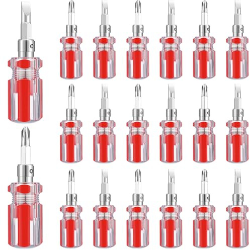Lanties Flat and Cross Head Screwdrivers Mini Short Screwdriver Set with Non Slip Handle Dual Purpose Pocket Slotted and Cross Repair Tool Compact Tool Set for Tight Spaces Home Electronics(20 Pcs)