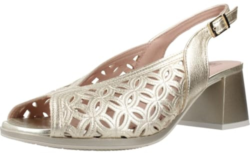 PITILLOS - Sandalia de tacón ancho,zapato destalonado,abierto por delante,cierre de hebilla,de piel,calado para: Mujer