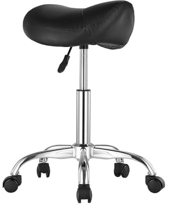 LQVAIPT Sgabello da sella rotolante con ruote Sedia girevole regolabile for carichi pesanti da 450 libbre Sedile in pelle PU ispessita for salone, spa, tatuaggi, medicina,