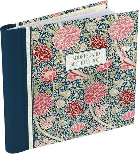 Address & Birthday Book – Address Organizer with Spiral Binding (164 x 145mm) – Contact & Birthday Reminder Book with Tab Dividers (William Morris Cray Blue)