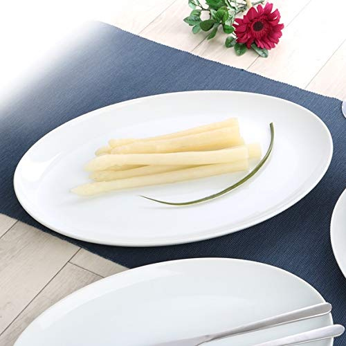 Holst Porzellan OS 035 Lot de 2 assiettes à asperges ovales en porcelaine 35 x 25 cm pour deux personnes Blanc