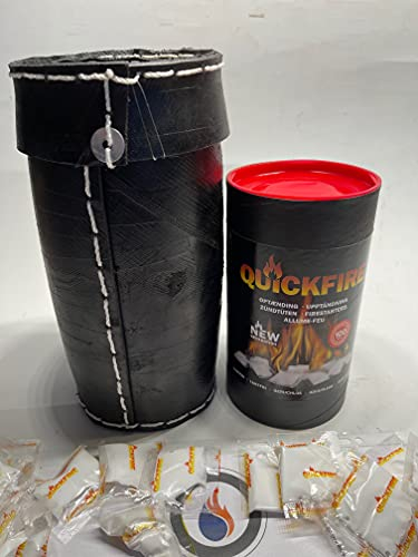 AdoroSol Vertriebs GmbH 100 Anzünder Quickfire + Gummiraufbewarungs Dose Box Aufbewahrungsbox für Kaminanzünder Dose