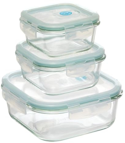 5five - lot de 3 boîtes carrées de conservation pm clipeat verre