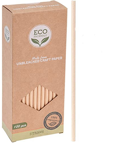 100 Stück Strohhalme aus Papier Trinkhalme Papierstrohhalme 19 cm Bio Braun