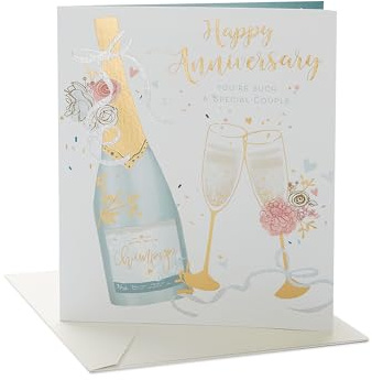 UK Greetings Jubiläumskarte für ein besonderes Paar mit Umschlag – Champagnerflaschen- und Flöten-Design