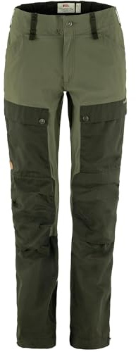 Fjällräven Keb Curved Women's Trekking Trousers - Water Resistant, Vented, Reinforced Fabric, Curved Fit - Hiking, Trekking, Deep Forest-Laurel Green, 12 Regular
