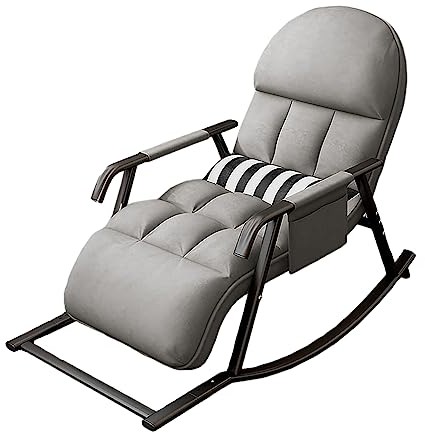OVLRIJP Schaukelstuhl Wohnzimmer, Schaukelsessel mit Bequemem Gepolstertem Sitz, Verstellbarer Schaukelstuhl, Schaukelstühle für Balkon, Wohnzimmer, Schlafzimmer (Grau)