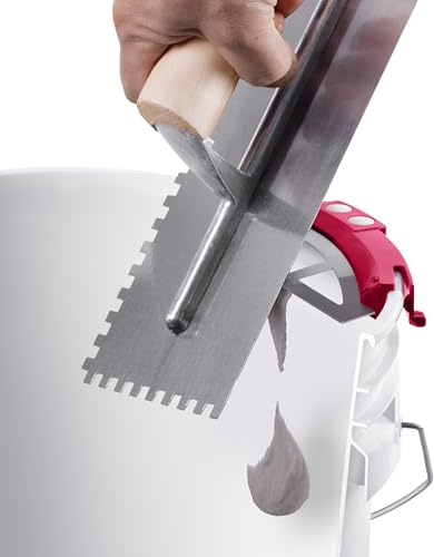Bucky Tools Bucky Scrape – Universal 5-Gallon Bucket Trowel Scraper for Tile Work, Stainless Steel Edge Preserves Wet Mix And Reduces Waste, Magnetic Holder Secures Tools