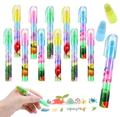 Patinadrift Radiergummi - 12 Stück Stift Radiergummis, Kinder Mitgebsel, Fruchtgeschmack für Zeichnung und Skizzieren